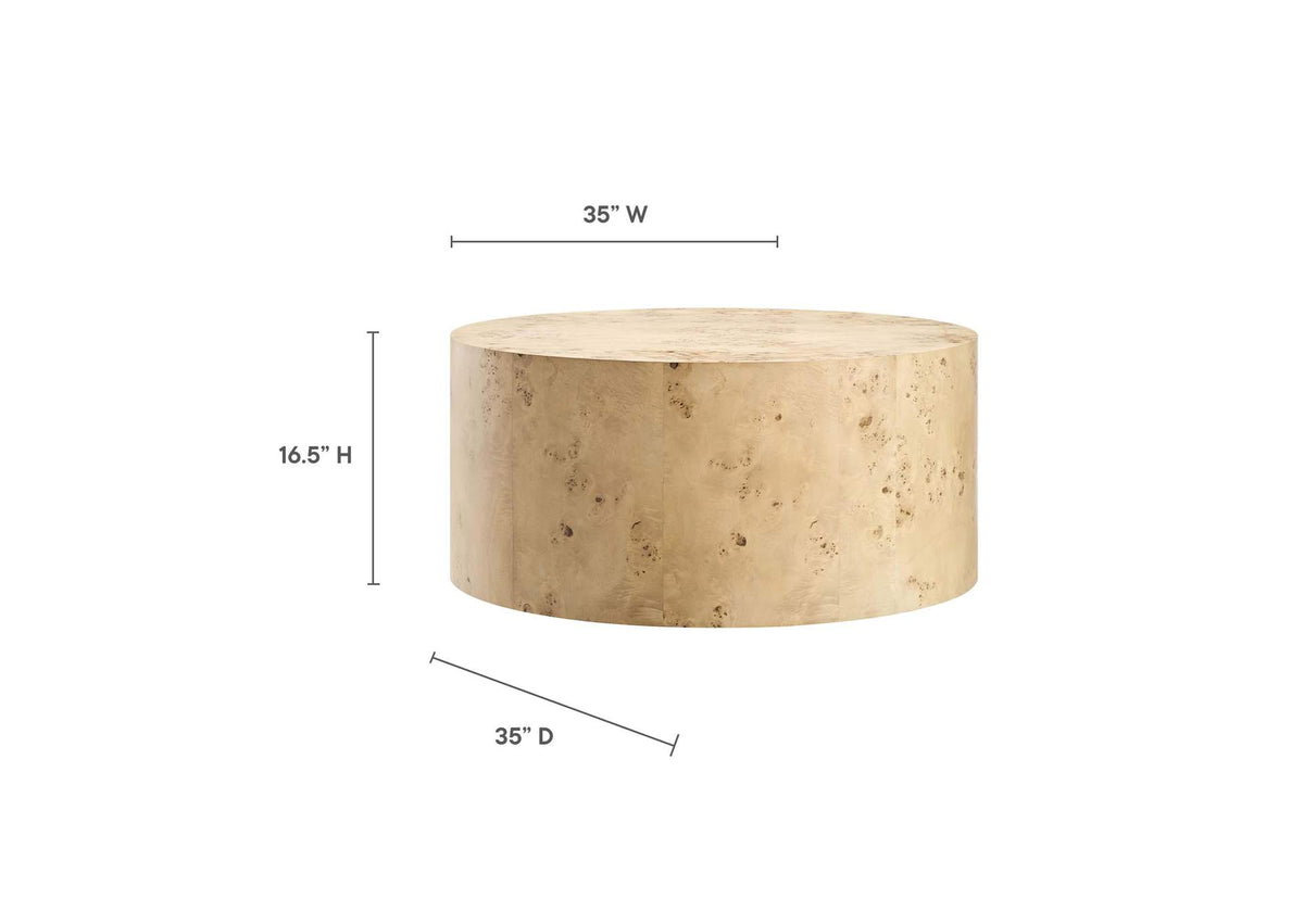 EEI-6274-NAB Cosmos 35" Round Burl Wood Coffee Table By Modway