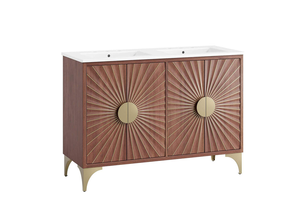 EEI-6306-WHI-WAL Daylight 48" Double Sink Bathroom Vanity By Modway