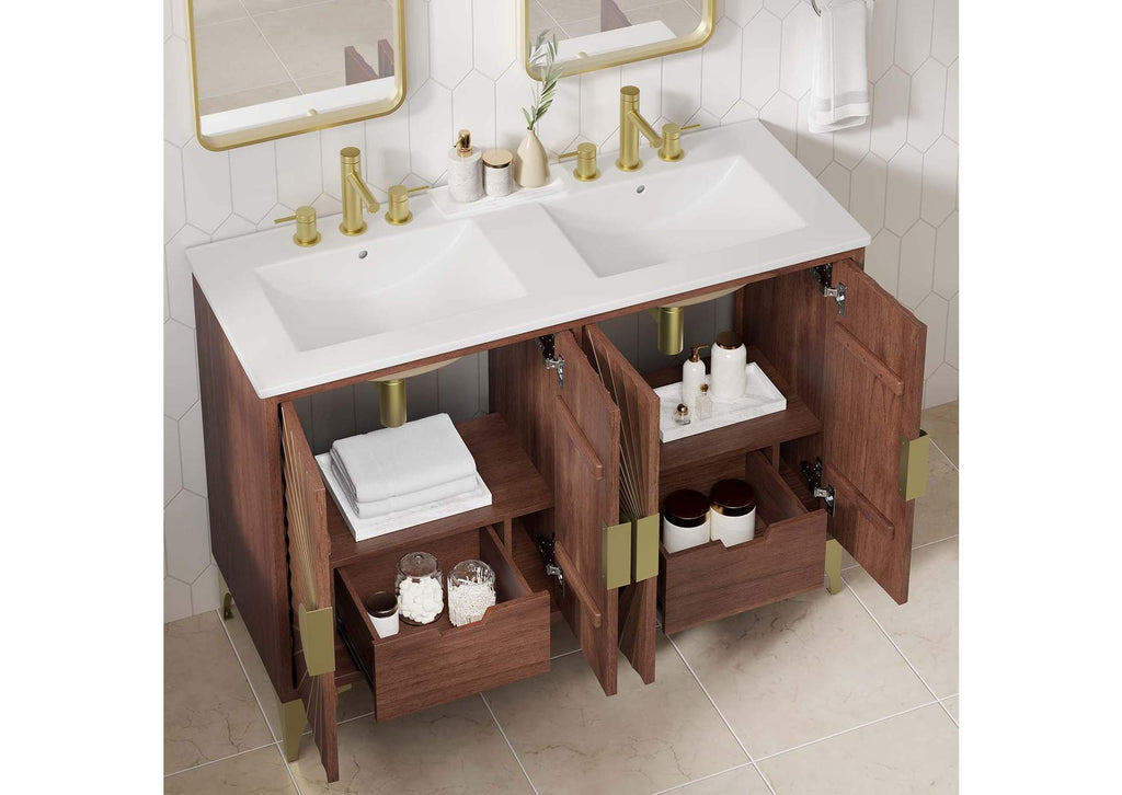 EEI-6306-WHI-WAL Daylight 48" Double Sink Bathroom Vanity By Modway