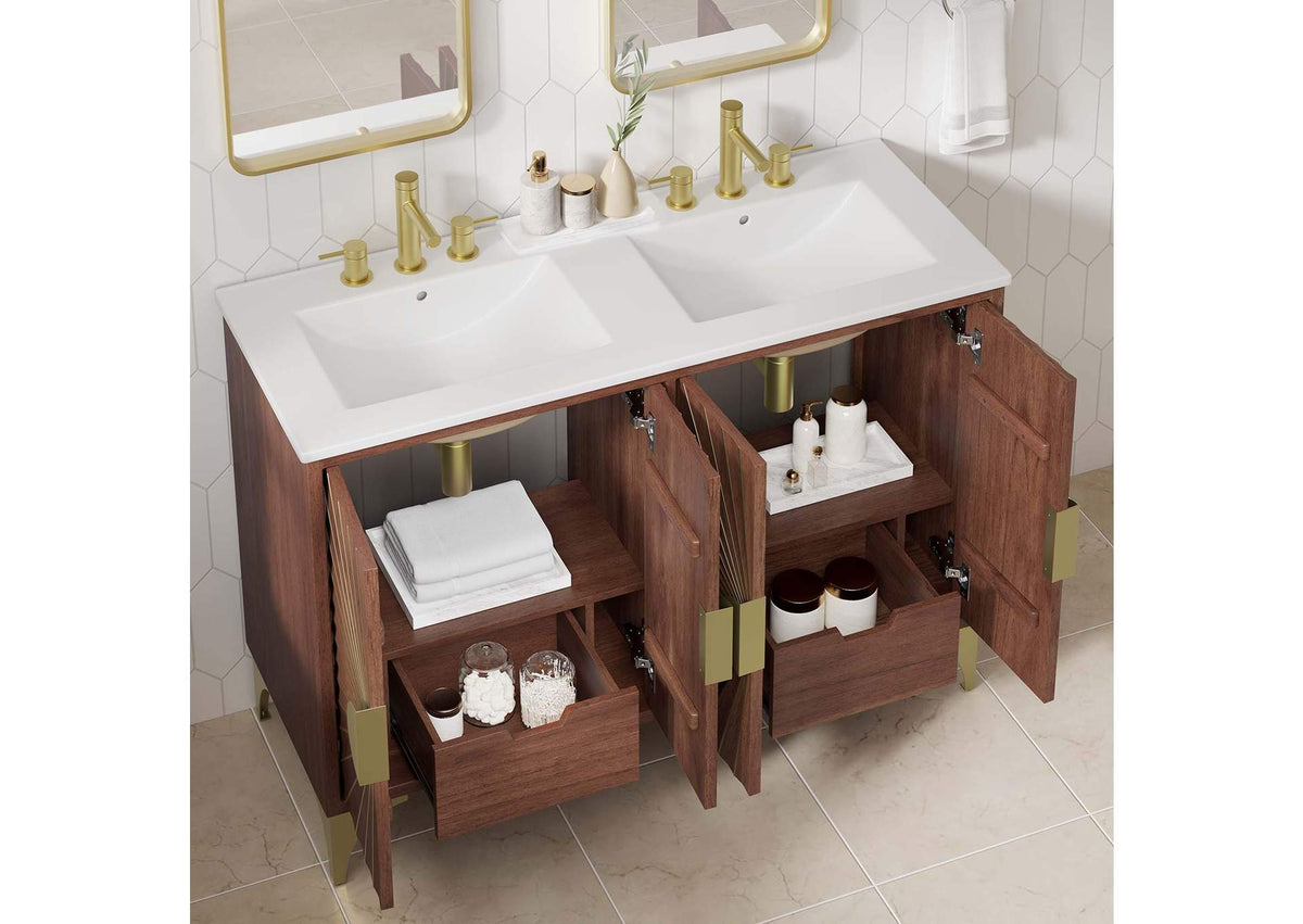 EEI-6306-WHI-WAL Daylight 48" Double Sink Bathroom Vanity By Modway
