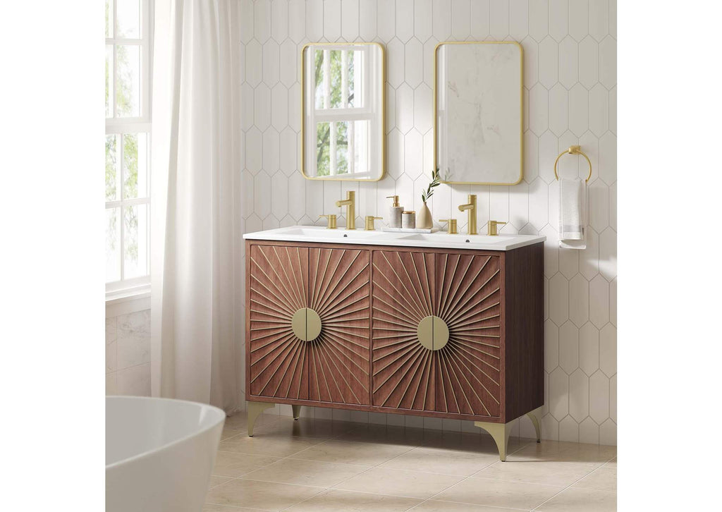 EEI-6306-WHI-WAL Daylight 48" Double Sink Bathroom Vanity By Modway