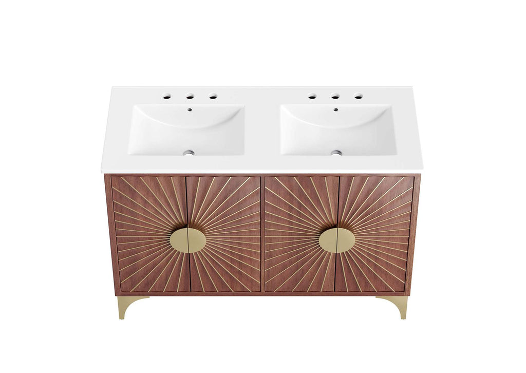 EEI-6306-WHI-WAL Daylight 48" Double Sink Bathroom Vanity By Modway