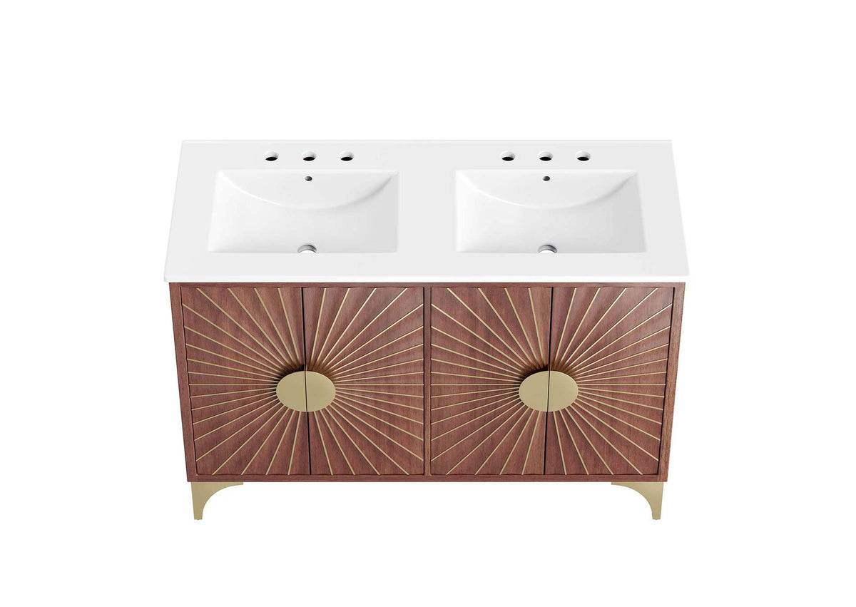 EEI-6306-WHI-WAL Daylight 48" Double Sink Bathroom Vanity By Modway