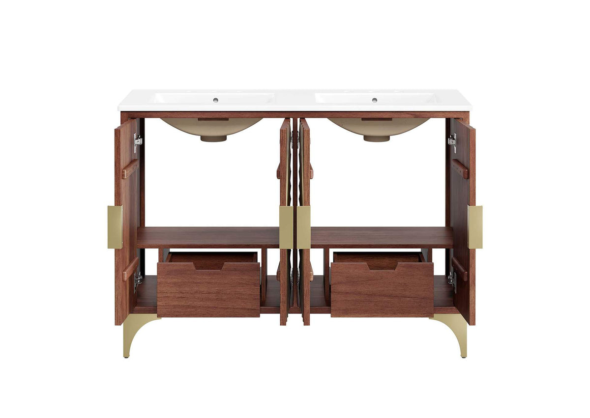 EEI-6306-WHI-WAL Daylight 48" Double Sink Bathroom Vanity By Modway