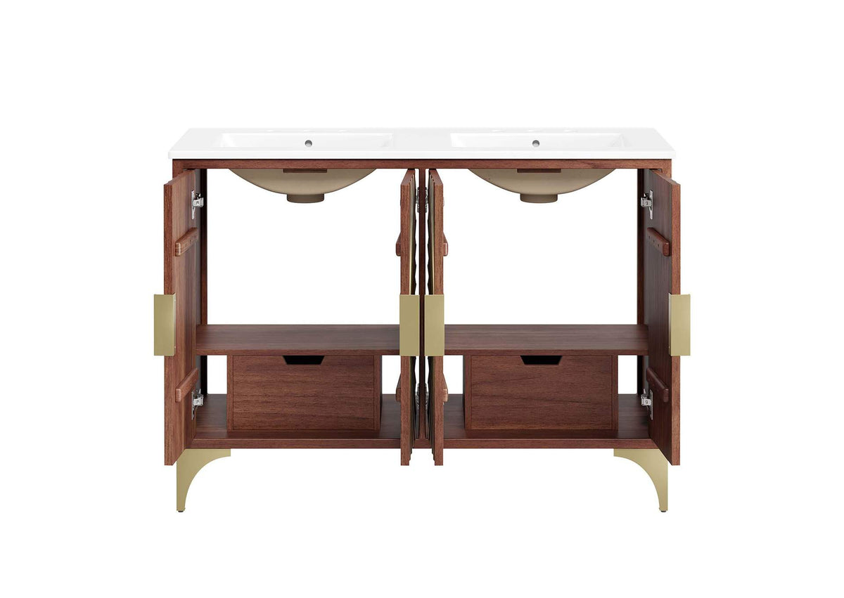 EEI-6306-WHI-WAL Daylight 48" Double Sink Bathroom Vanity By Modway