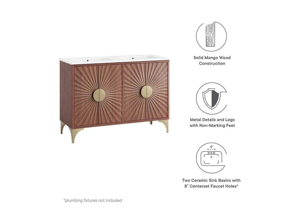EEI-6306-WHI-WAL Daylight 48" Double Sink Bathroom Vanity By Modway