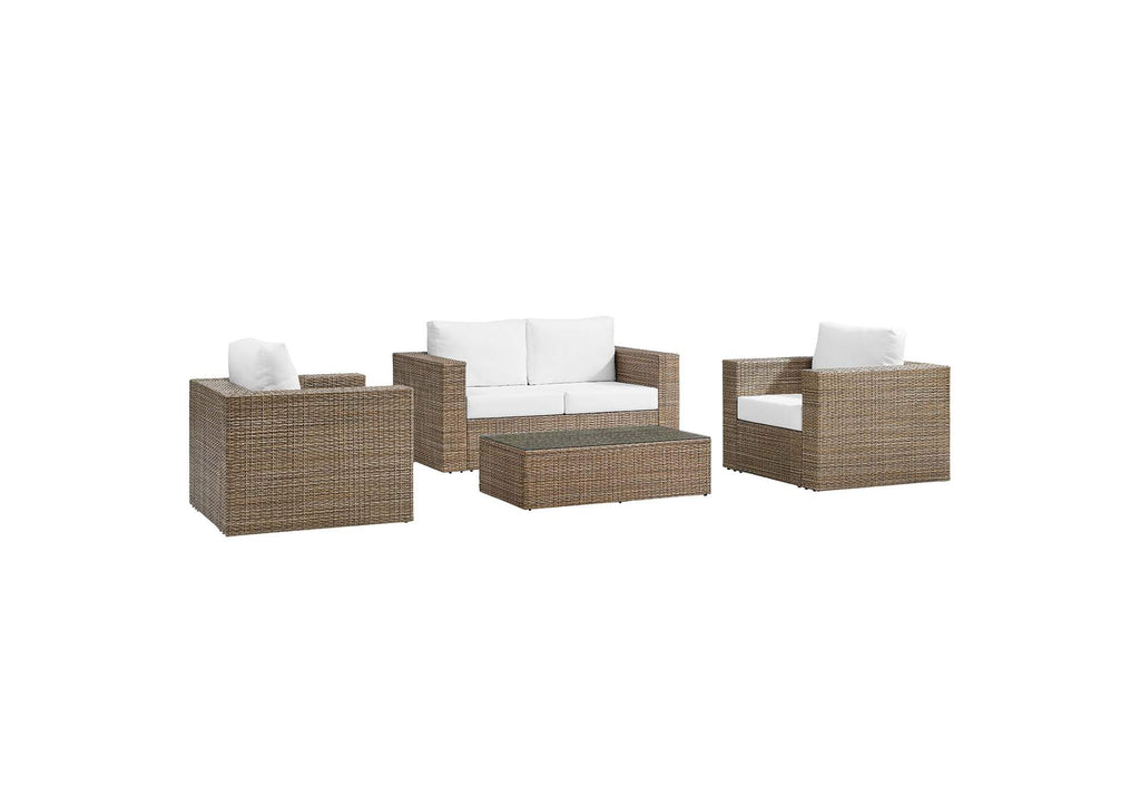 EEI-6328-CAP-WHI Convene 4-Piece Outdoor Patio Furniture Set By Modway
