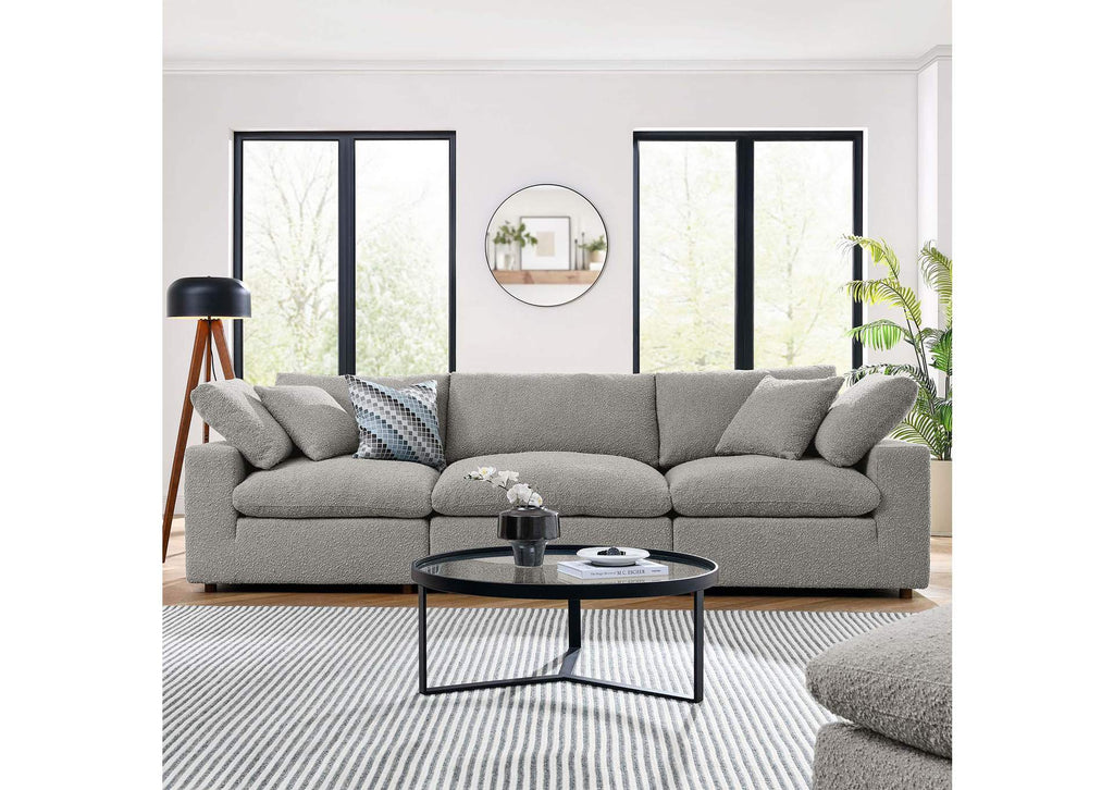 EEI-6362-LGR Commix Down Filled Overstuffed Boucle Fabric 3-Seater Sofa By Modway