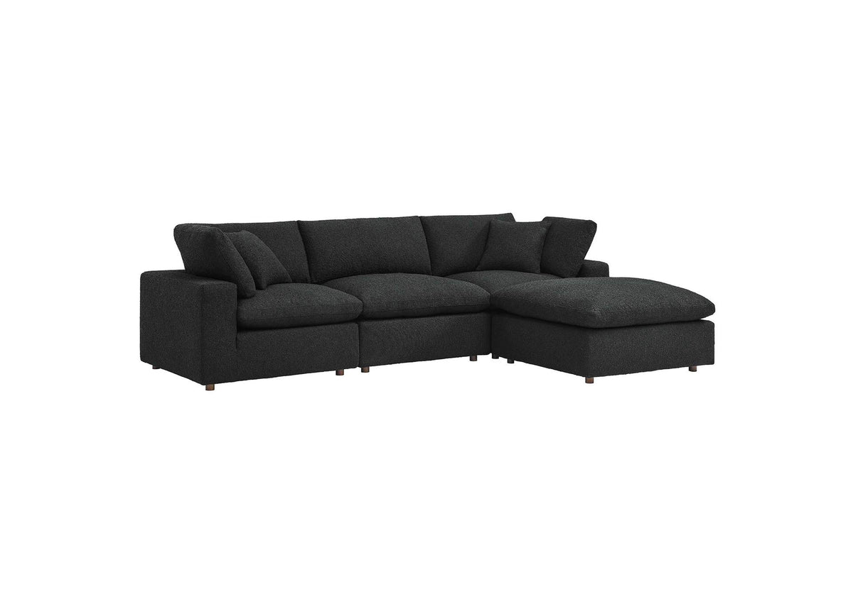 EEI-6363-BLK Commix 4-Piece Down Filled Overstuffed Boucle Fabric Sectional Sofa By Modway