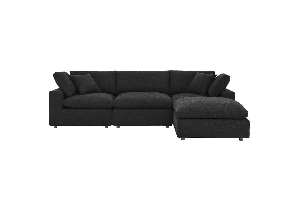 EEI-6363-BLK Commix 4-Piece Down Filled Overstuffed Boucle Fabric Sectional Sofa By Modway