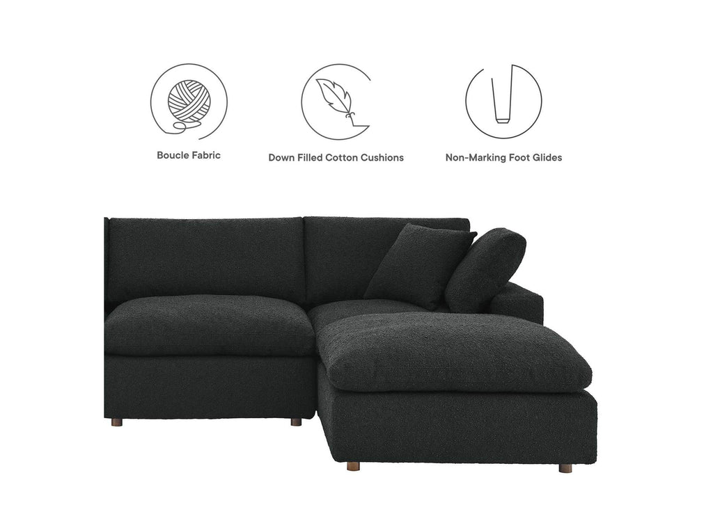 EEI-6363-BLK Commix 4-Piece Down Filled Overstuffed Boucle Fabric Sectional Sofa By Modway