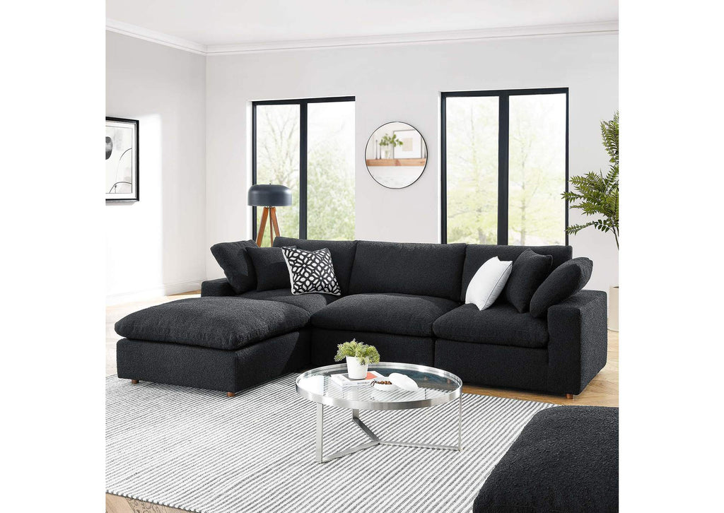 EEI-6363-BLK Commix 4-Piece Down Filled Overstuffed Boucle Fabric Sectional Sofa By Modway