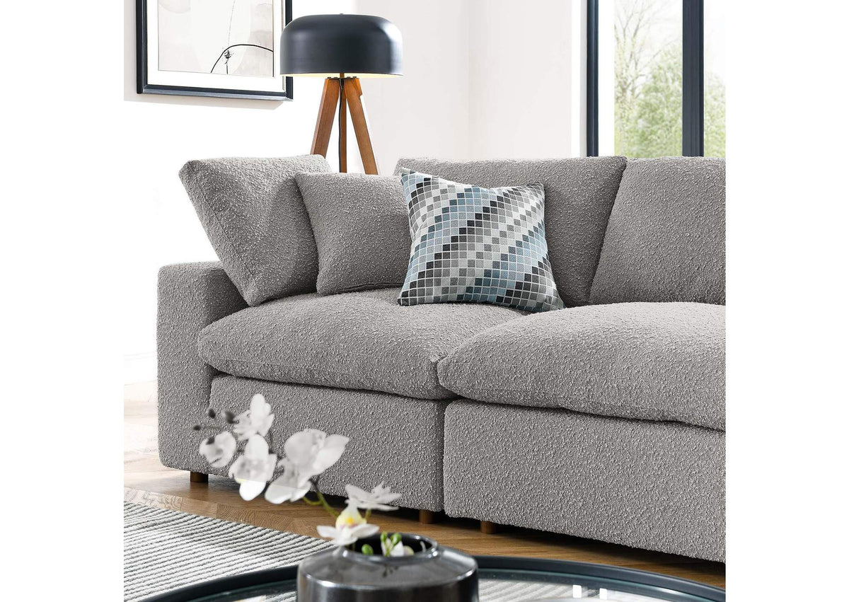 EEI-6364-LGR Commix Down Filled Overstuffed Boucle Fabric 4-Seater Sofa By Modway