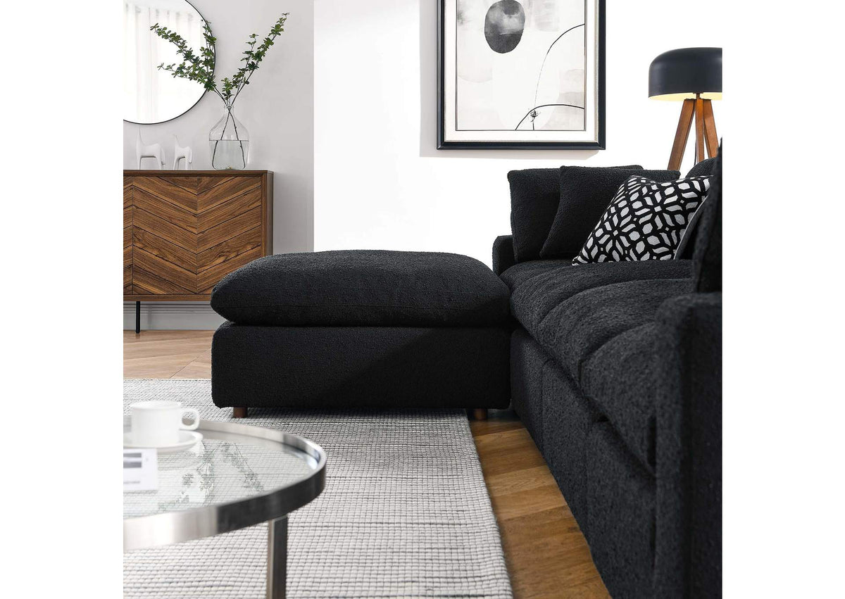 EEI-6365-BLK Commix 5 Piece Down Filled Overstuffed Boucle Fabric Sectional Sofa By Modway