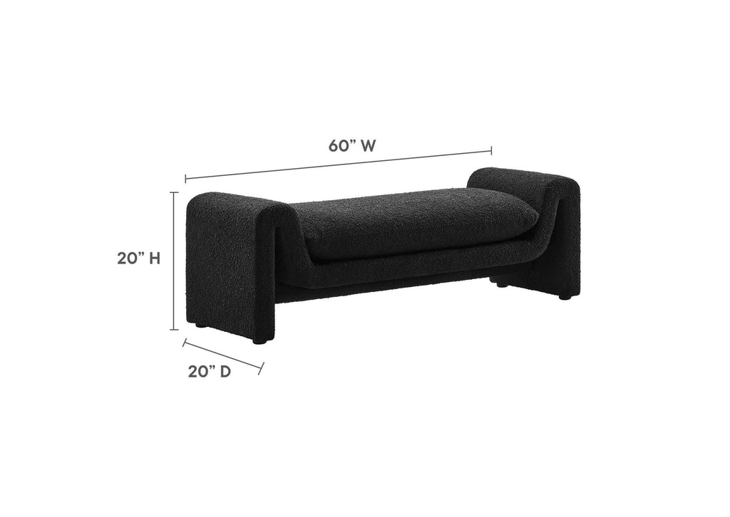 EEI-6379-BLK Waverly Boucle Fabric Bench By Modway