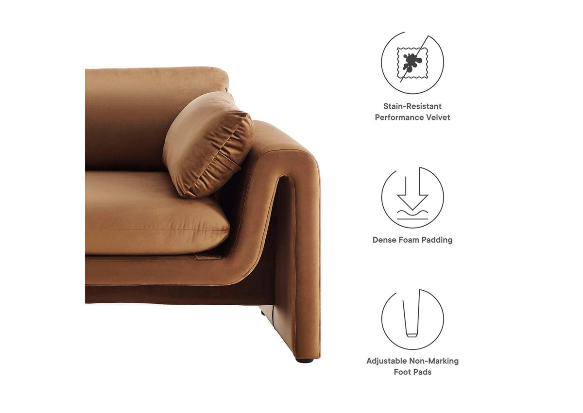 EEI-6382-BRN Waverly Performance Velvet Sofa By Modway