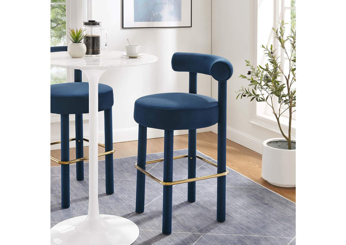 EEI-6386-MID-GLD Toulouse Performance Velvet Bar Stool By Modway