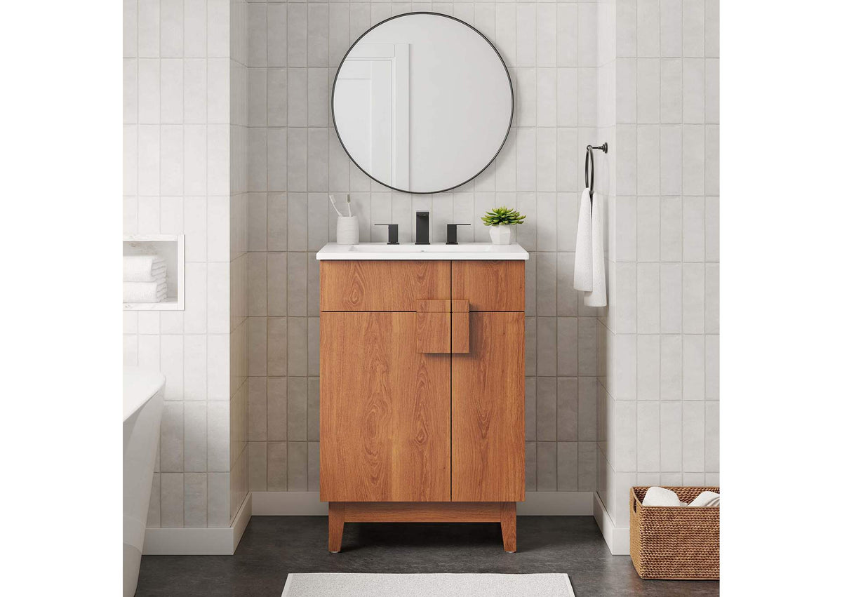 EEI-6399-WAL Miles 24" Bathroom Vanity Cabinet - Sink Basin Not Included - By Modway