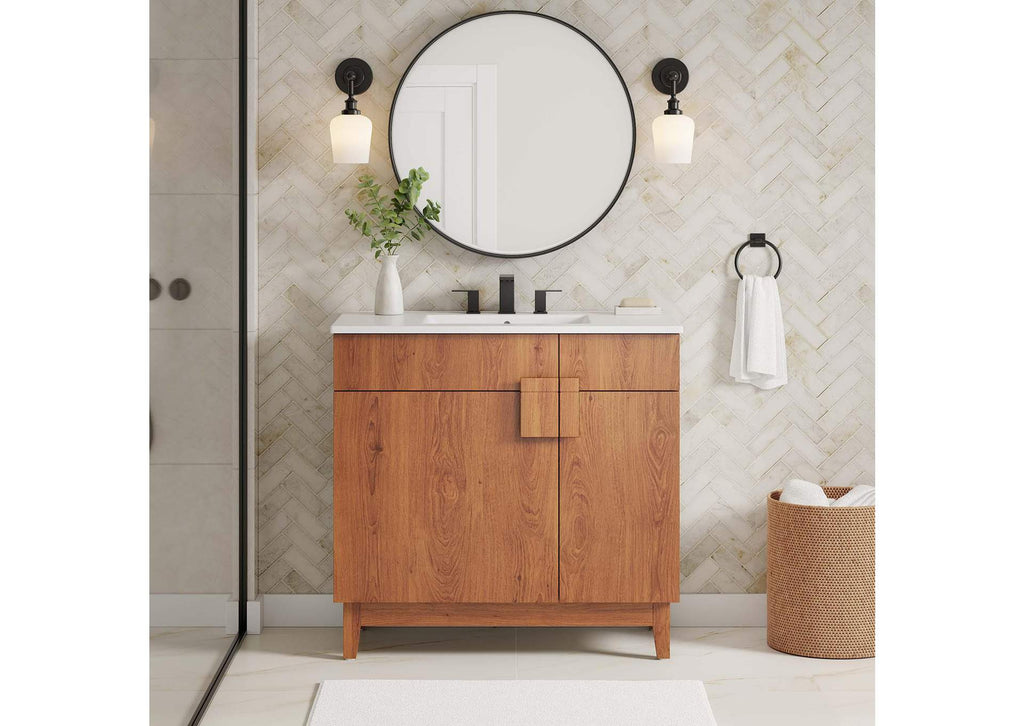 EEI-6400-WAL Miles 36" Bathroom Vanity Cabinet - Sink Basin Not Included - By Modway