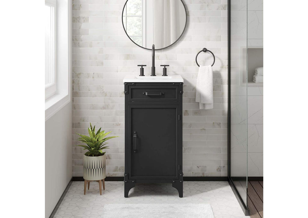 EEI-6411-WHI-BLK Steamforge 18" Bathroom Vanity By Modway