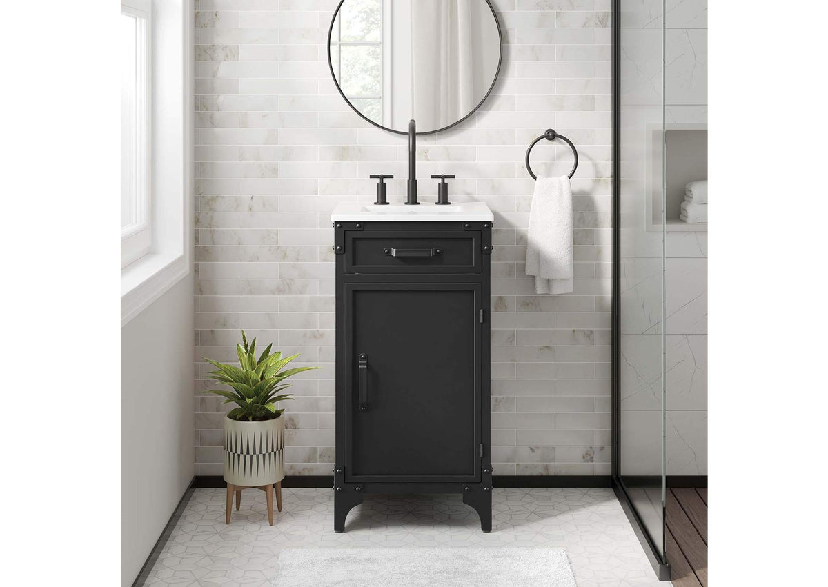 EEI-6411-WHI-BLK Steamforge 18" Bathroom Vanity By Modway