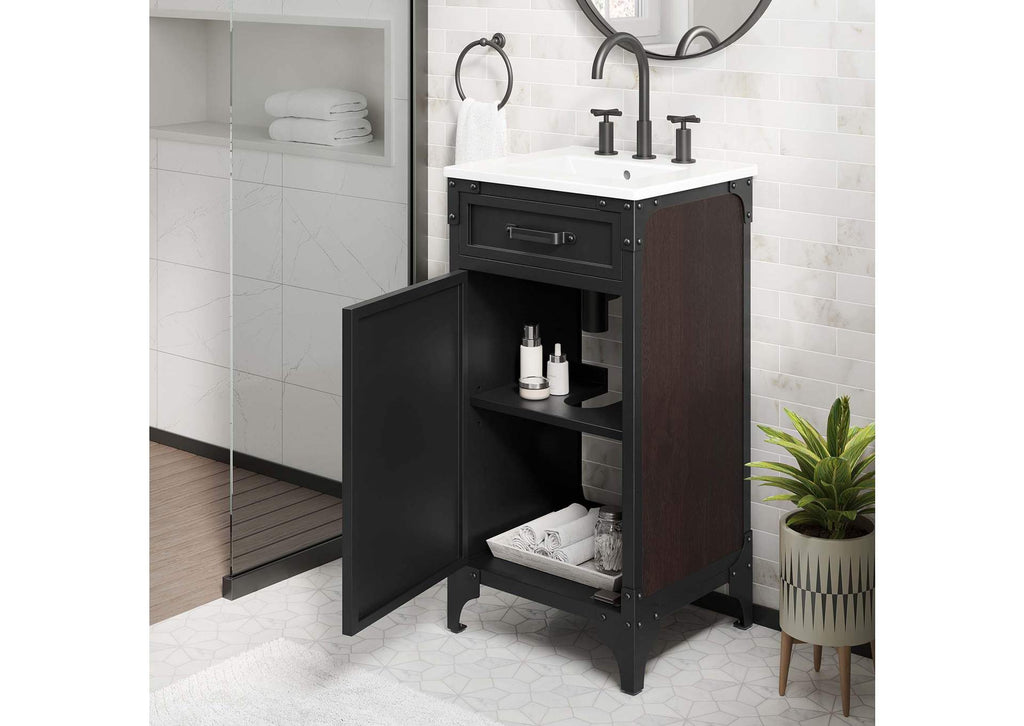 EEI-6411-WHI-BLK Steamforge 18" Bathroom Vanity By Modway