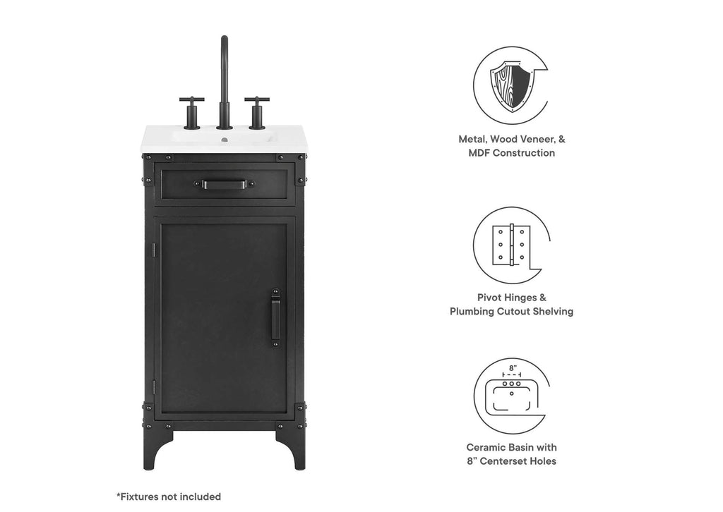 EEI-6411-WHI-BLK Steamforge 18" Bathroom Vanity By Modway