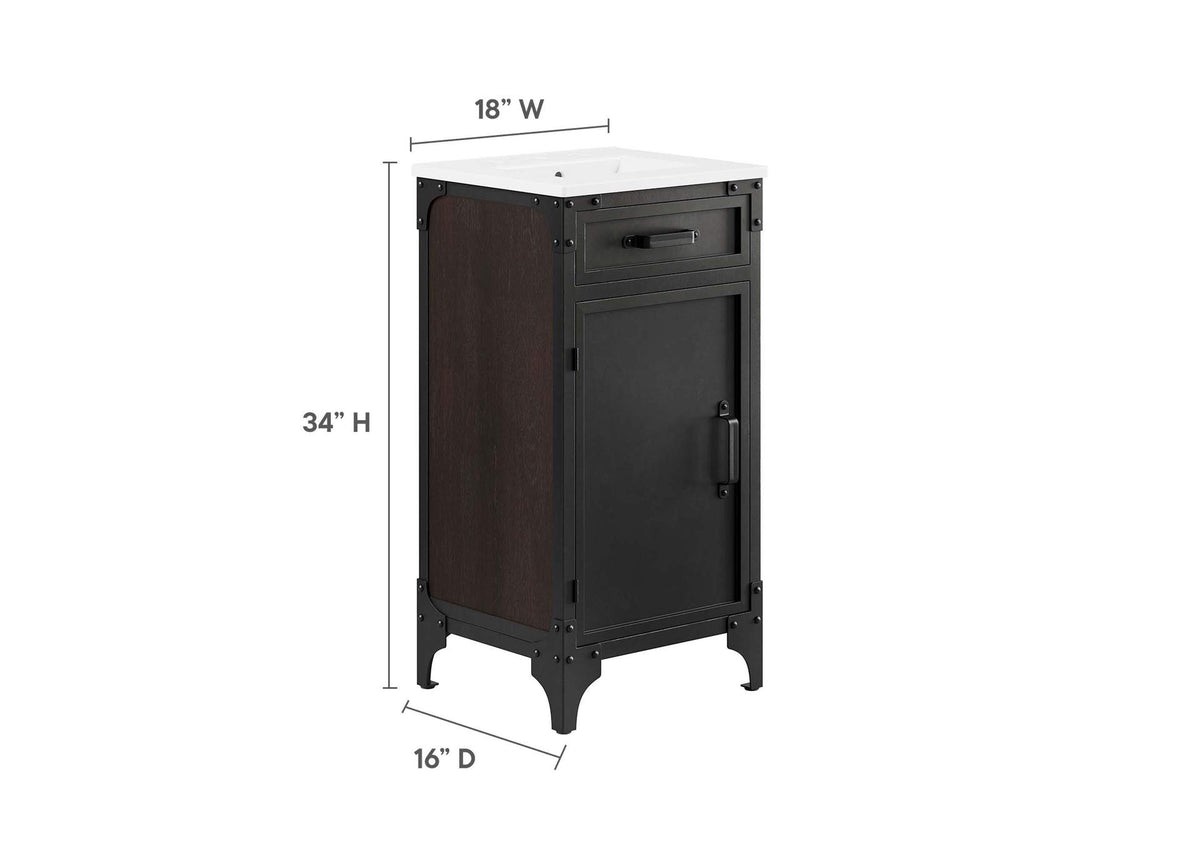 EEI-6411-WHI-BLK Steamforge 18" Bathroom Vanity By Modway