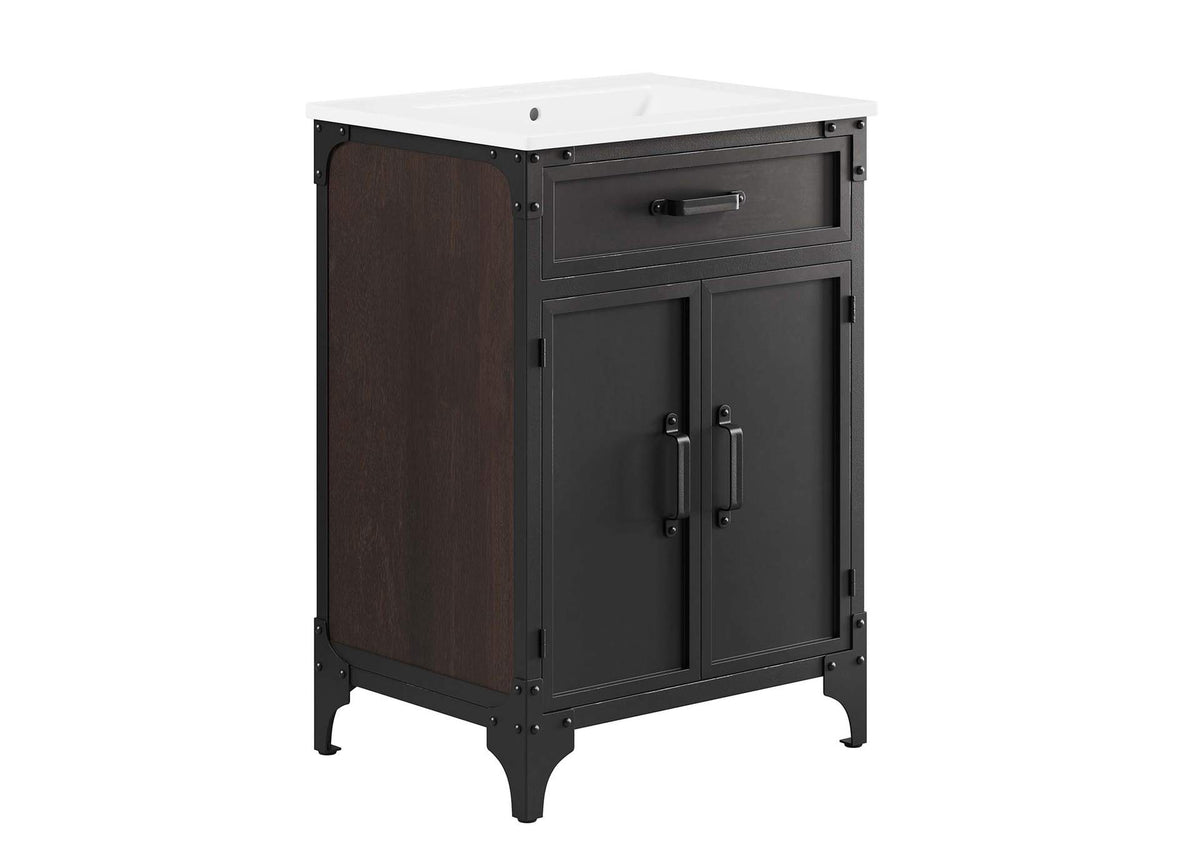 EEI-6413-WHI-BLK Steamforge 24" Bathroom Vanity By Modway