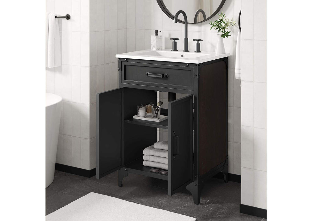 EEI-6413-WHI-BLK Steamforge 24" Bathroom Vanity By Modway