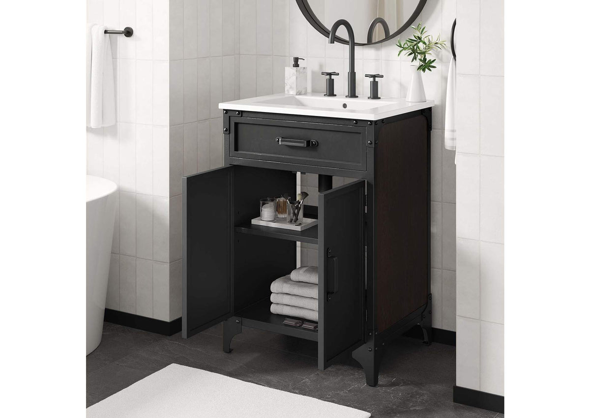 EEI-6413-WHI-BLK Steamforge 24" Bathroom Vanity By Modway