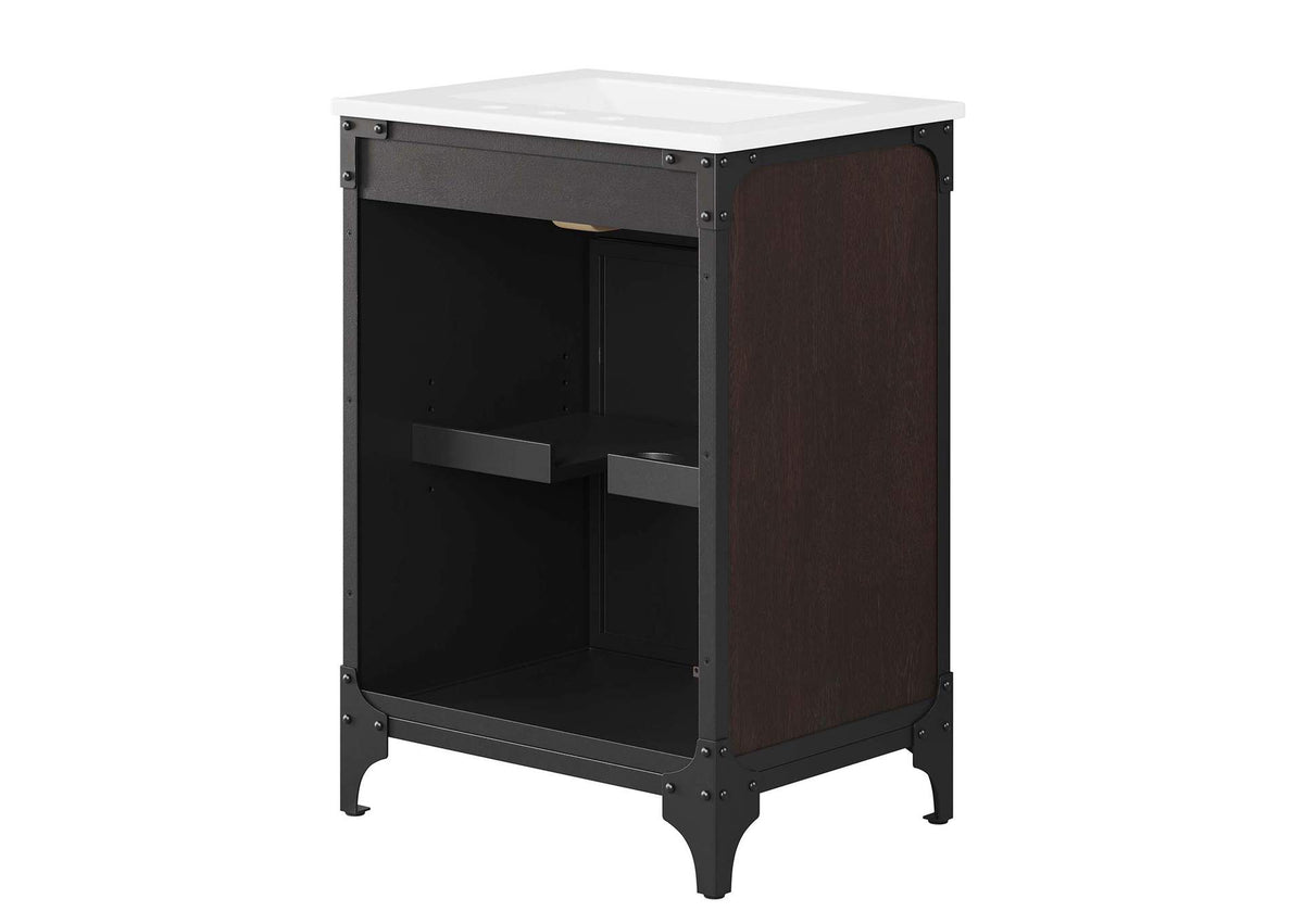 EEI-6413-WHI-BLK Steamforge 24" Bathroom Vanity By Modway