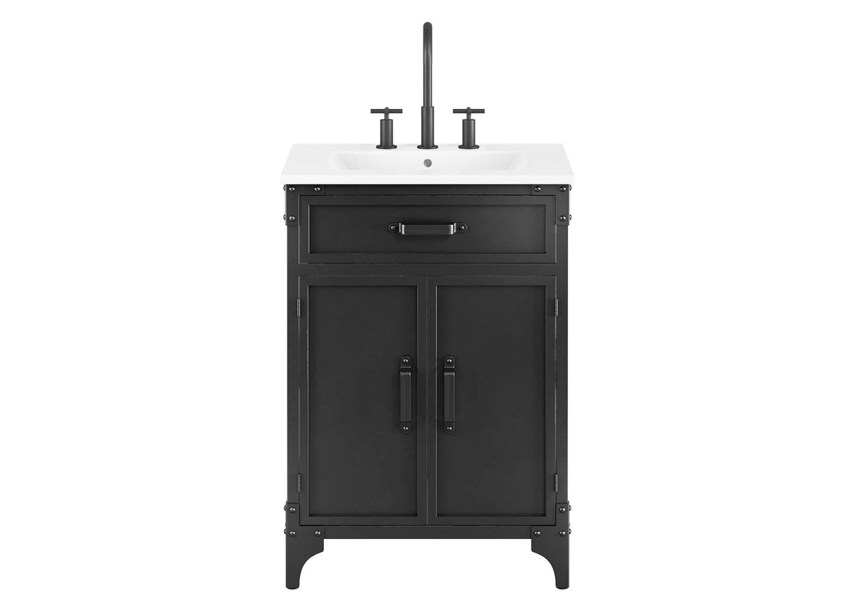 EEI-6413-WHI-BLK Steamforge 24" Bathroom Vanity By Modway