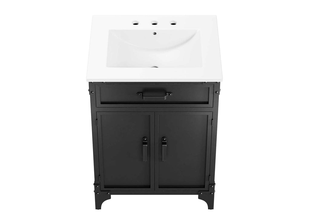 EEI-6413-WHI-BLK Steamforge 24" Bathroom Vanity By Modway