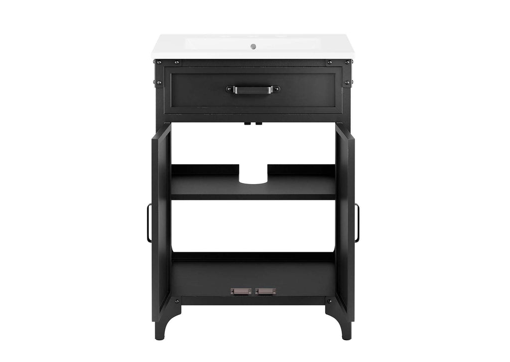 EEI-6413-WHI-BLK Steamforge 24" Bathroom Vanity By Modway