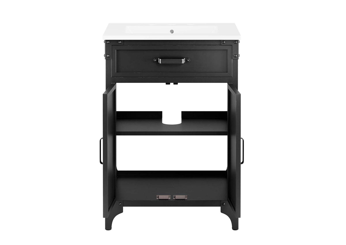 EEI-6413-WHI-BLK Steamforge 24" Bathroom Vanity By Modway