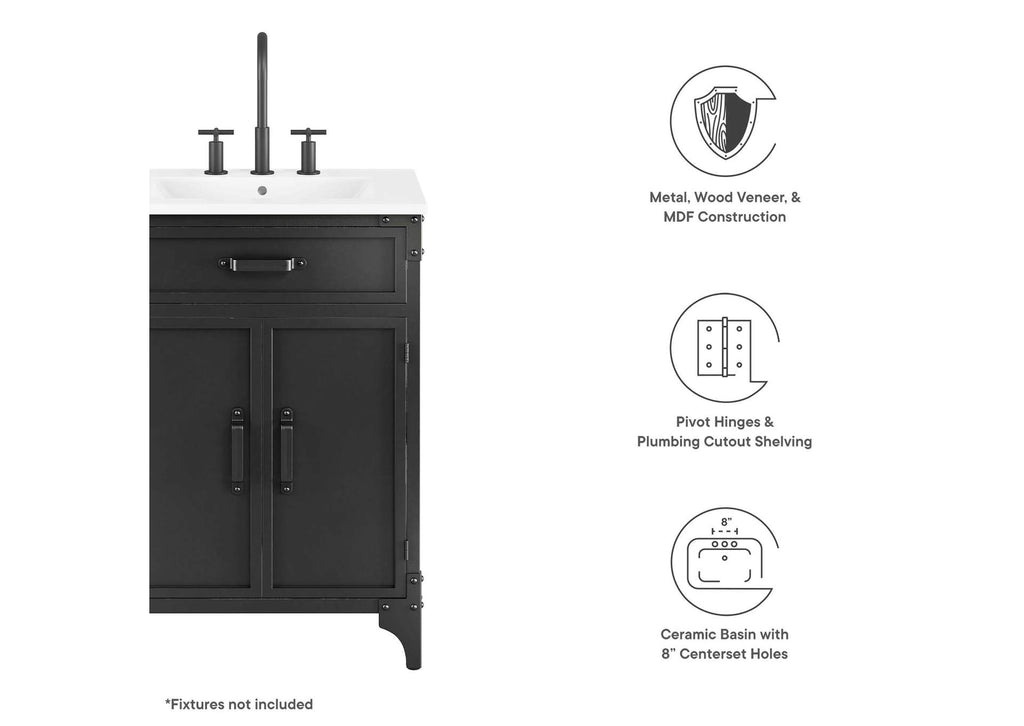 EEI-6413-WHI-BLK Steamforge 24" Bathroom Vanity By Modway