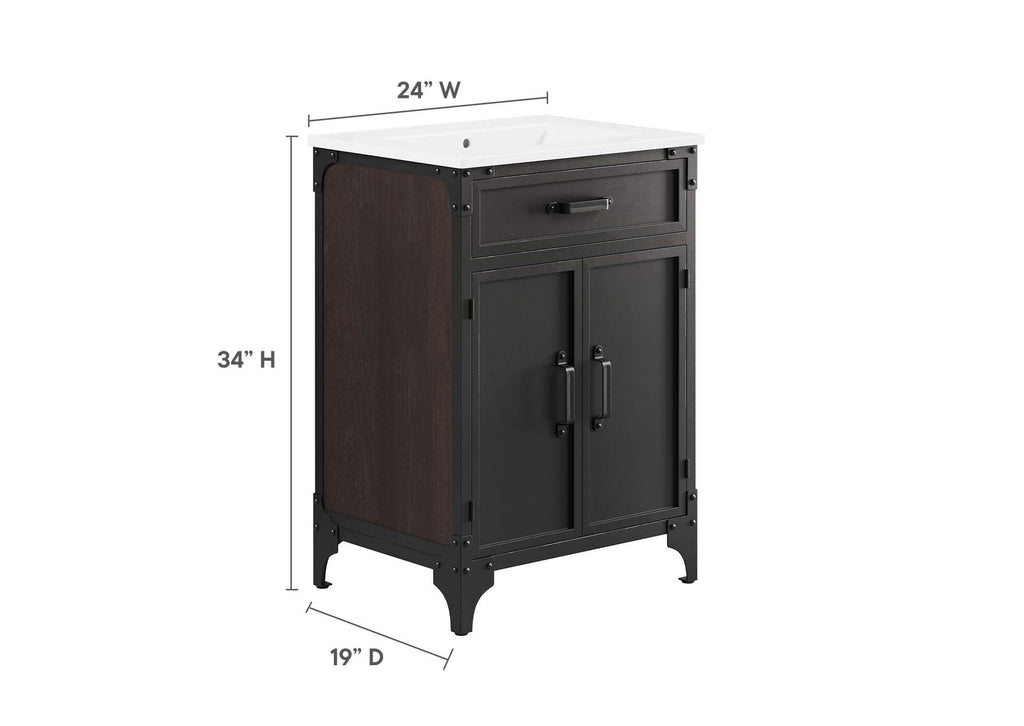 EEI-6413-WHI-BLK Steamforge 24" Bathroom Vanity By Modway