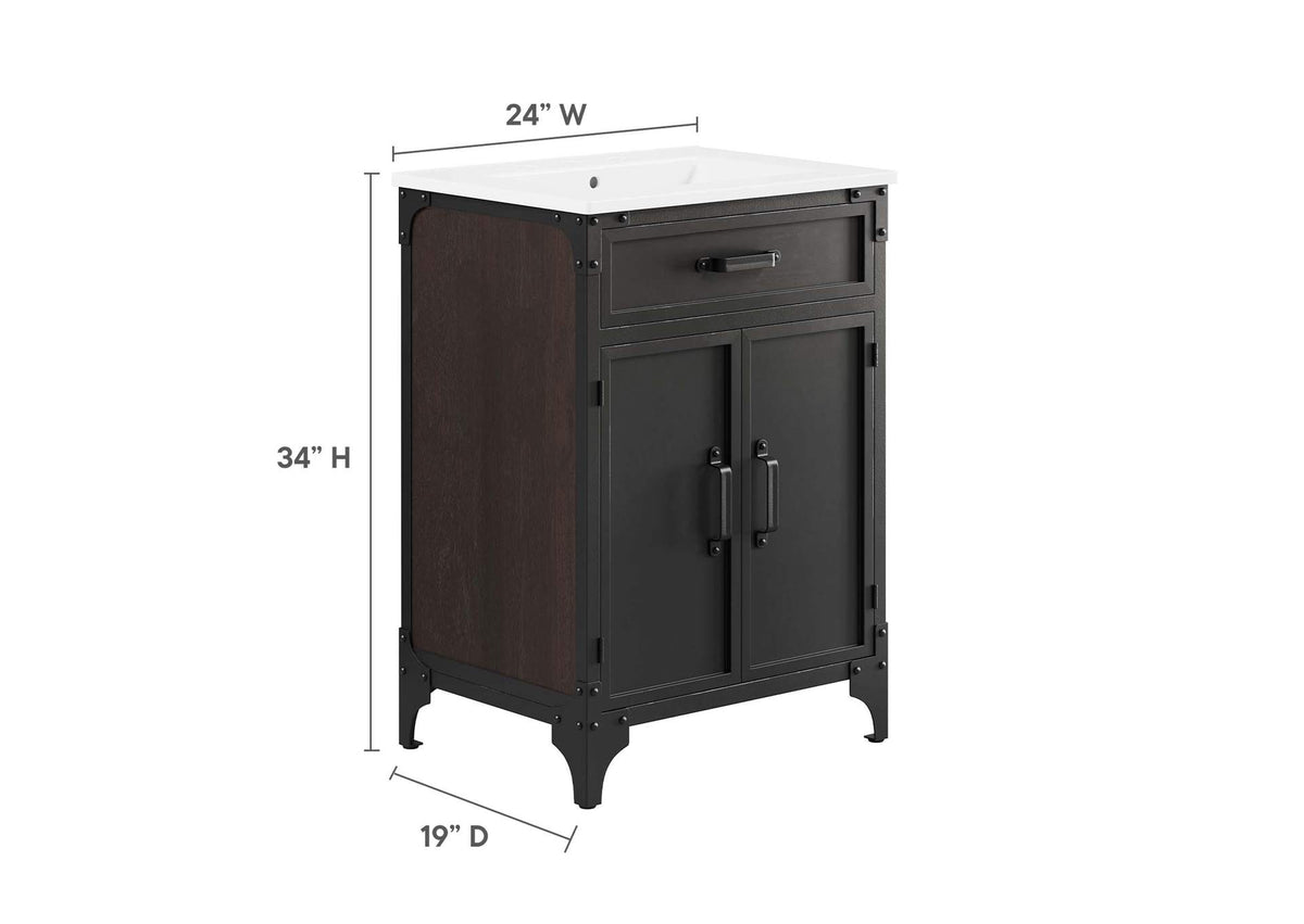 EEI-6413-WHI-BLK Steamforge 24" Bathroom Vanity By Modway