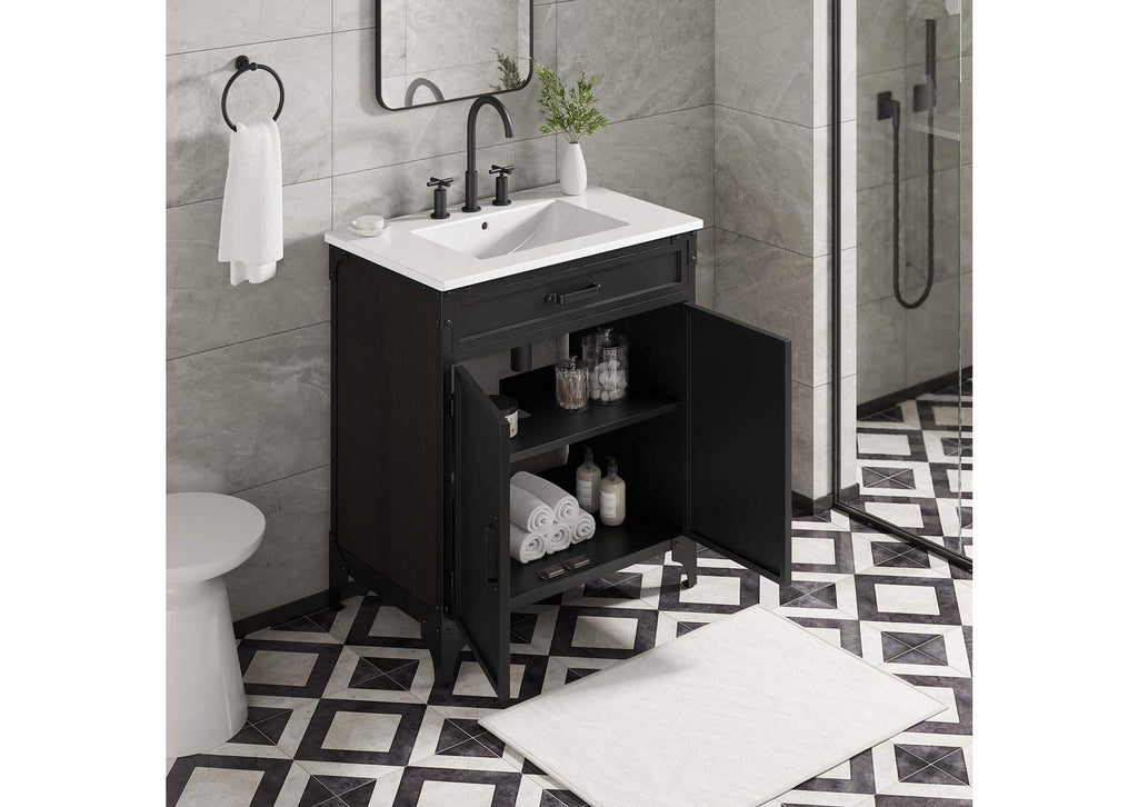 EEI-6415-WHI-BLK Steamforge 30" Bathroom Vanity By Modway