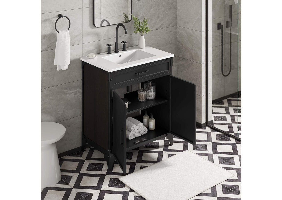 EEI-6415-WHI-BLK Steamforge 30" Bathroom Vanity By Modway