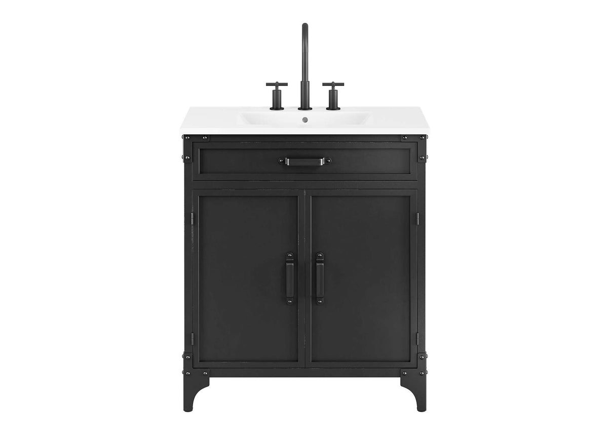 EEI-6415-WHI-BLK Steamforge 30" Bathroom Vanity By Modway