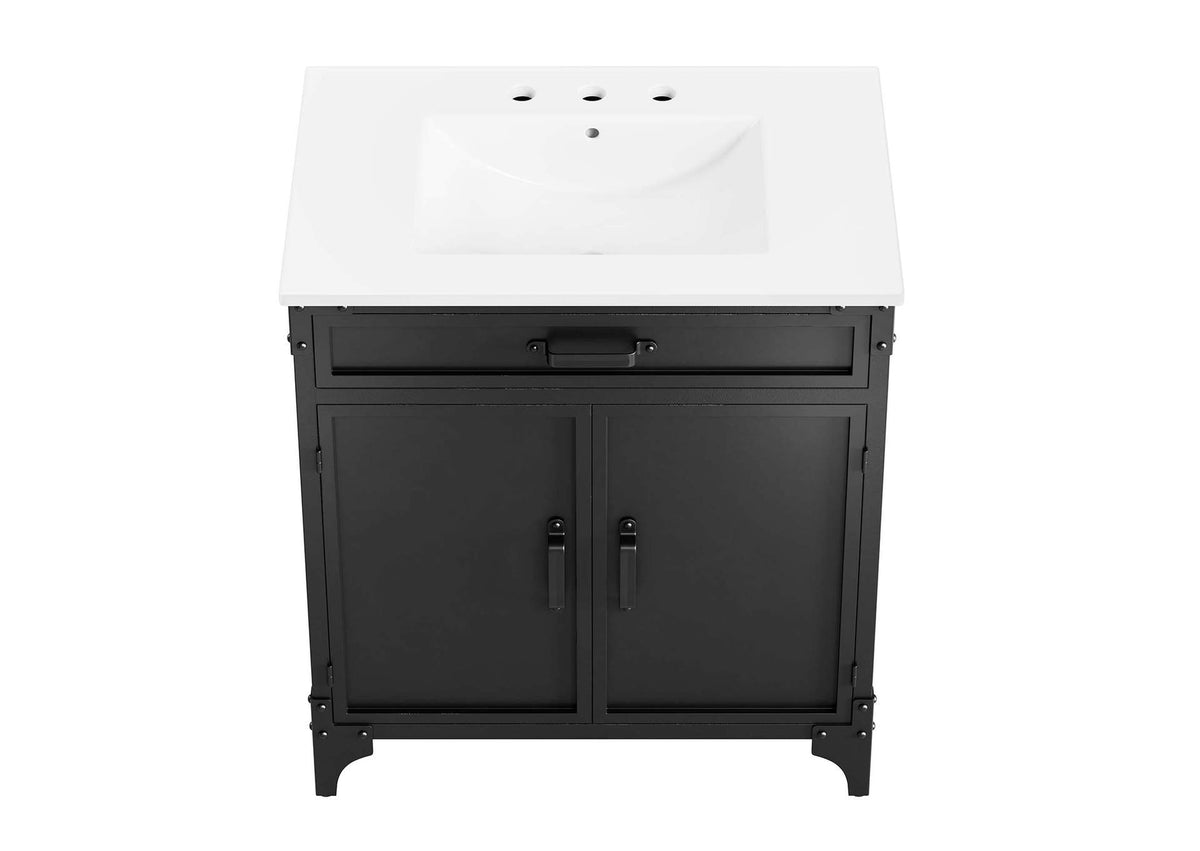 EEI-6415-WHI-BLK Steamforge 30" Bathroom Vanity By Modway