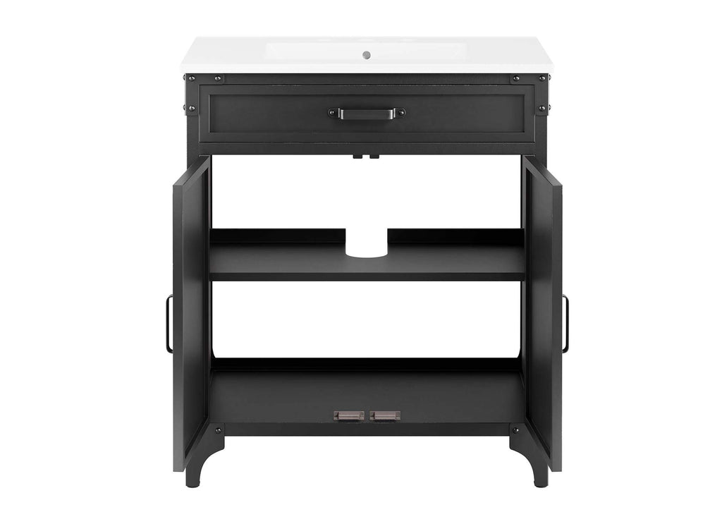 EEI-6415-WHI-BLK Steamforge 30" Bathroom Vanity By Modway