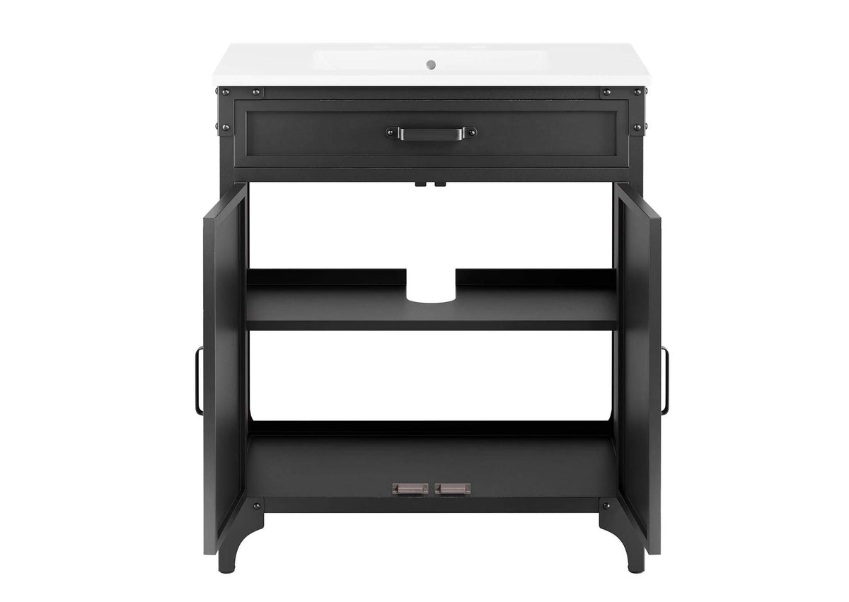 EEI-6415-WHI-BLK Steamforge 30" Bathroom Vanity By Modway