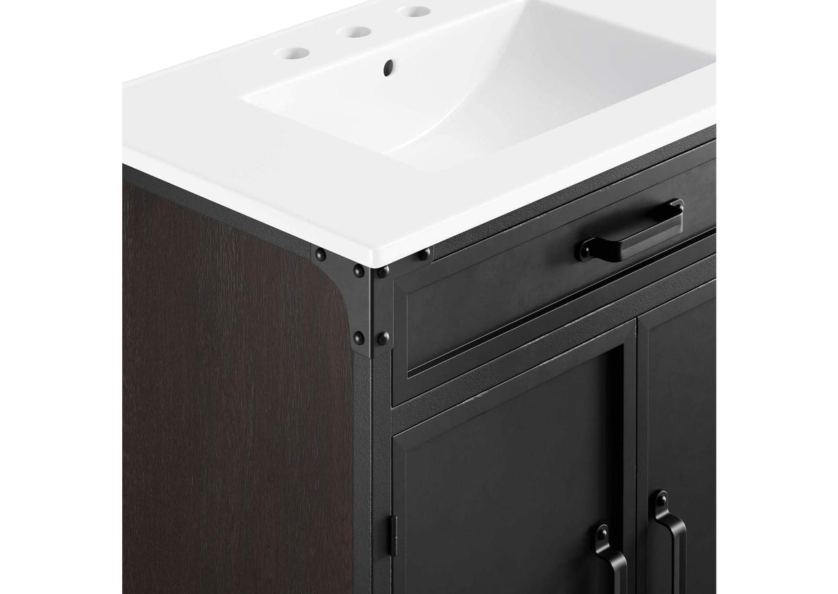 EEI-6415-WHI-BLK Steamforge 30" Bathroom Vanity By Modway