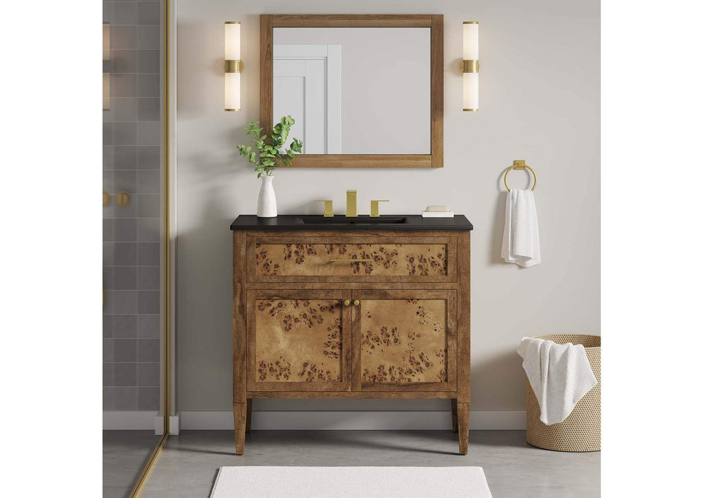 EEI-6450-BLK-BRN Elysian 36" Wood Bathroom Vanity By Modway