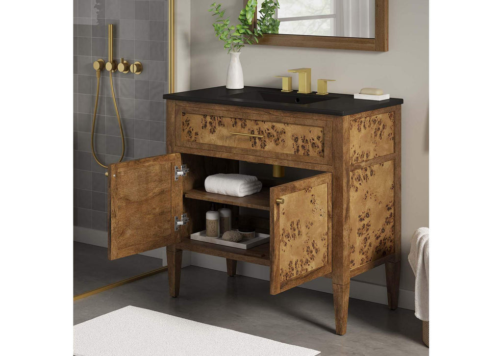 EEI-6450-BLK-BRN Elysian 36" Wood Bathroom Vanity By Modway