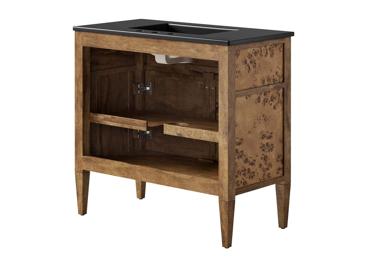 EEI-6450-BLK-BRN Elysian 36" Wood Bathroom Vanity By Modway