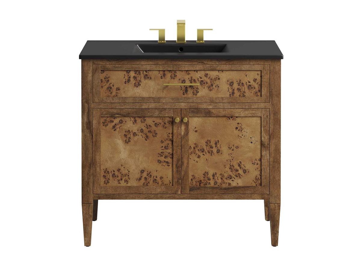 EEI-6450-BLK-BRN Elysian 36" Wood Bathroom Vanity By Modway